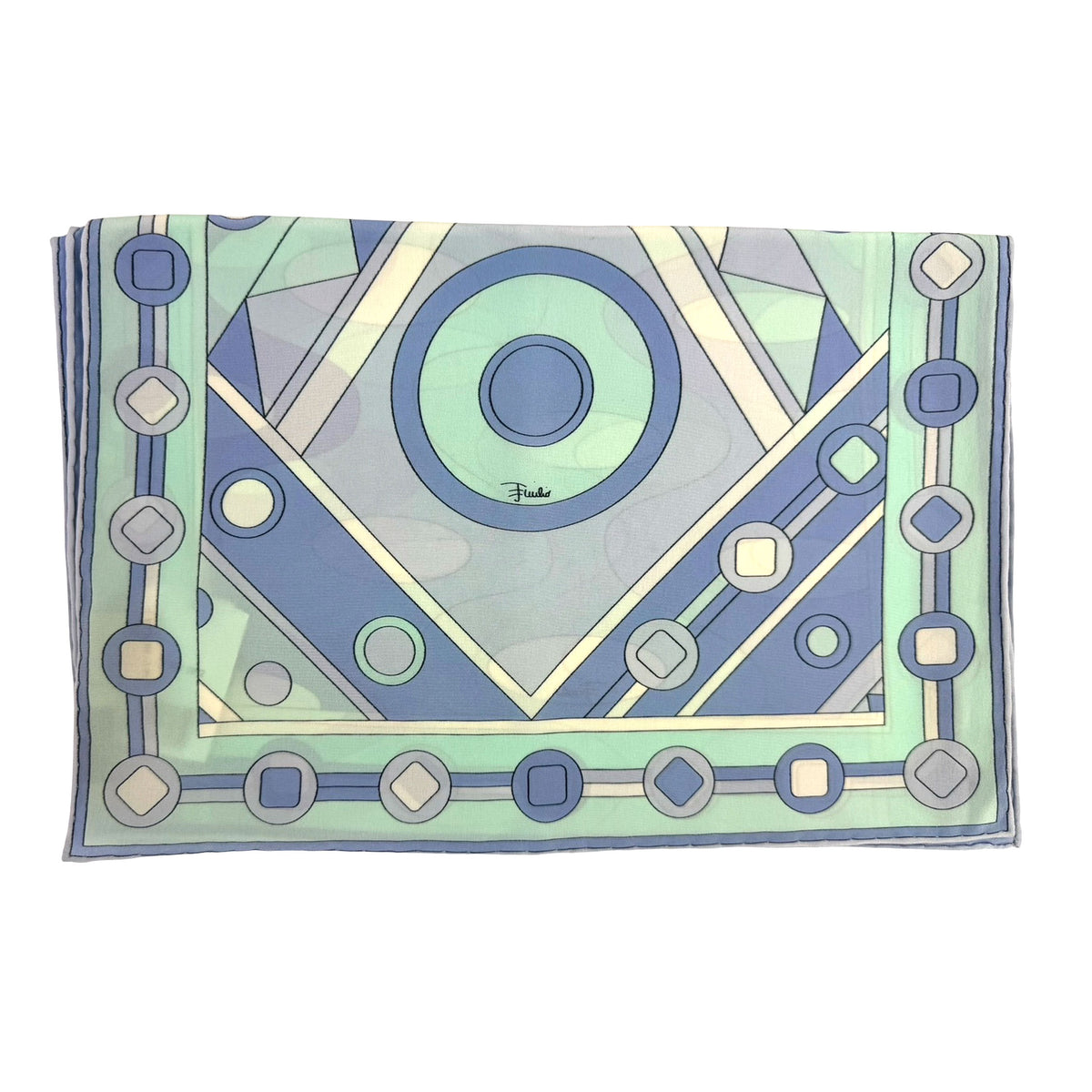 Emilio Pucci Scarf Signature Blue Design - Silk Shawl
