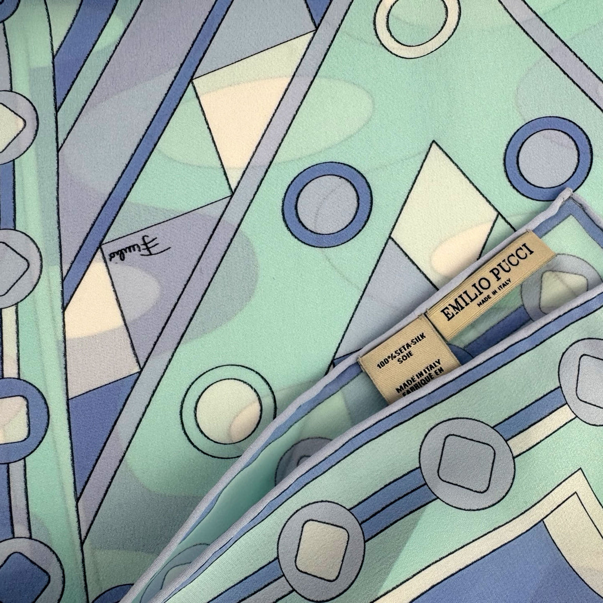 Emilio Pucci Scarf Signature Blue Design - Silk Shawl