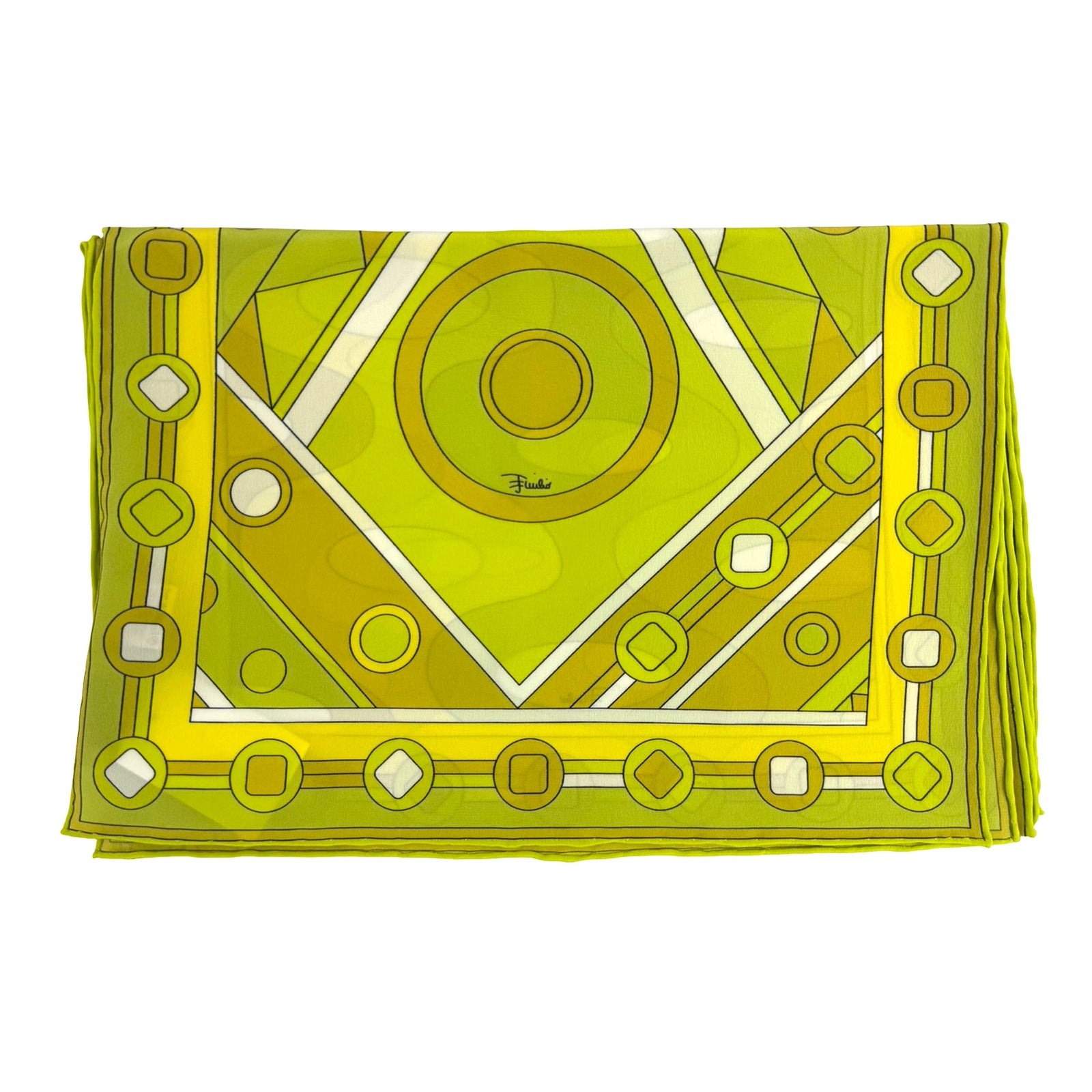 Emilio Pucci Scarf Signature Lime Design - Silk Shawl