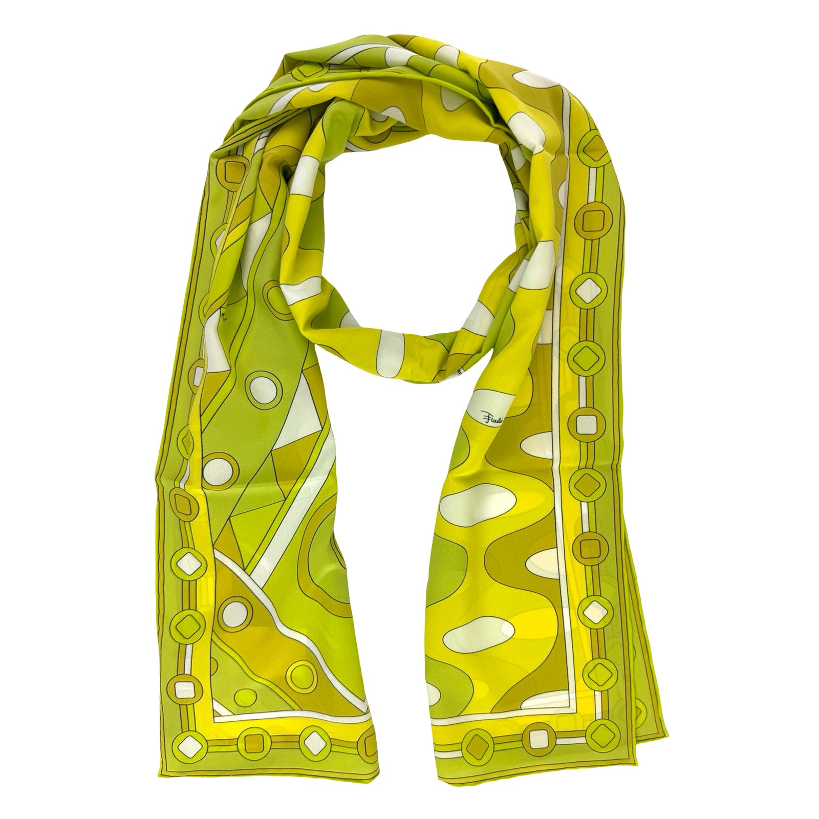Emilio Pucci Scarf Signature Lime Design - Silk Shawl