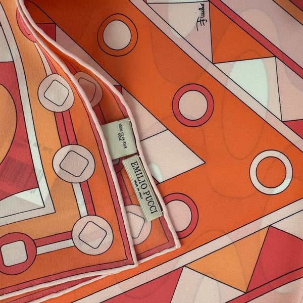 Emilio Pucci Scarf Signature Orange Design - Silk Shawl - Como Milano