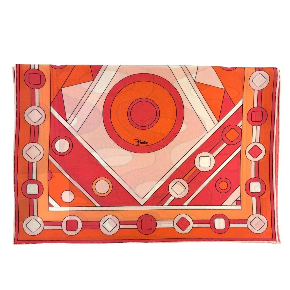 Emilio Pucci Scarf Signature Orange Design - Silk Shawl