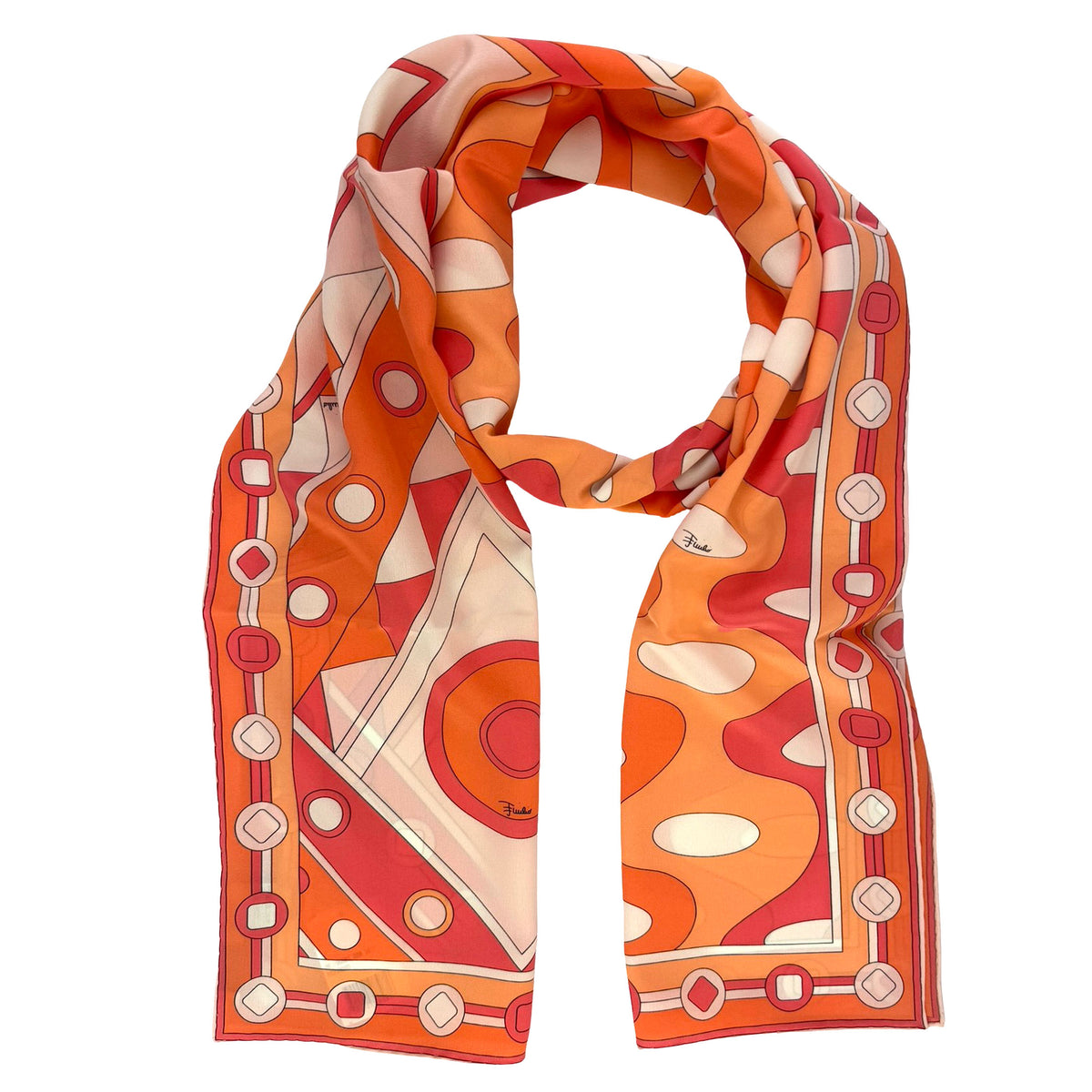 Emilio Pucci Scarf Signature Orange Design - Silk Shawl