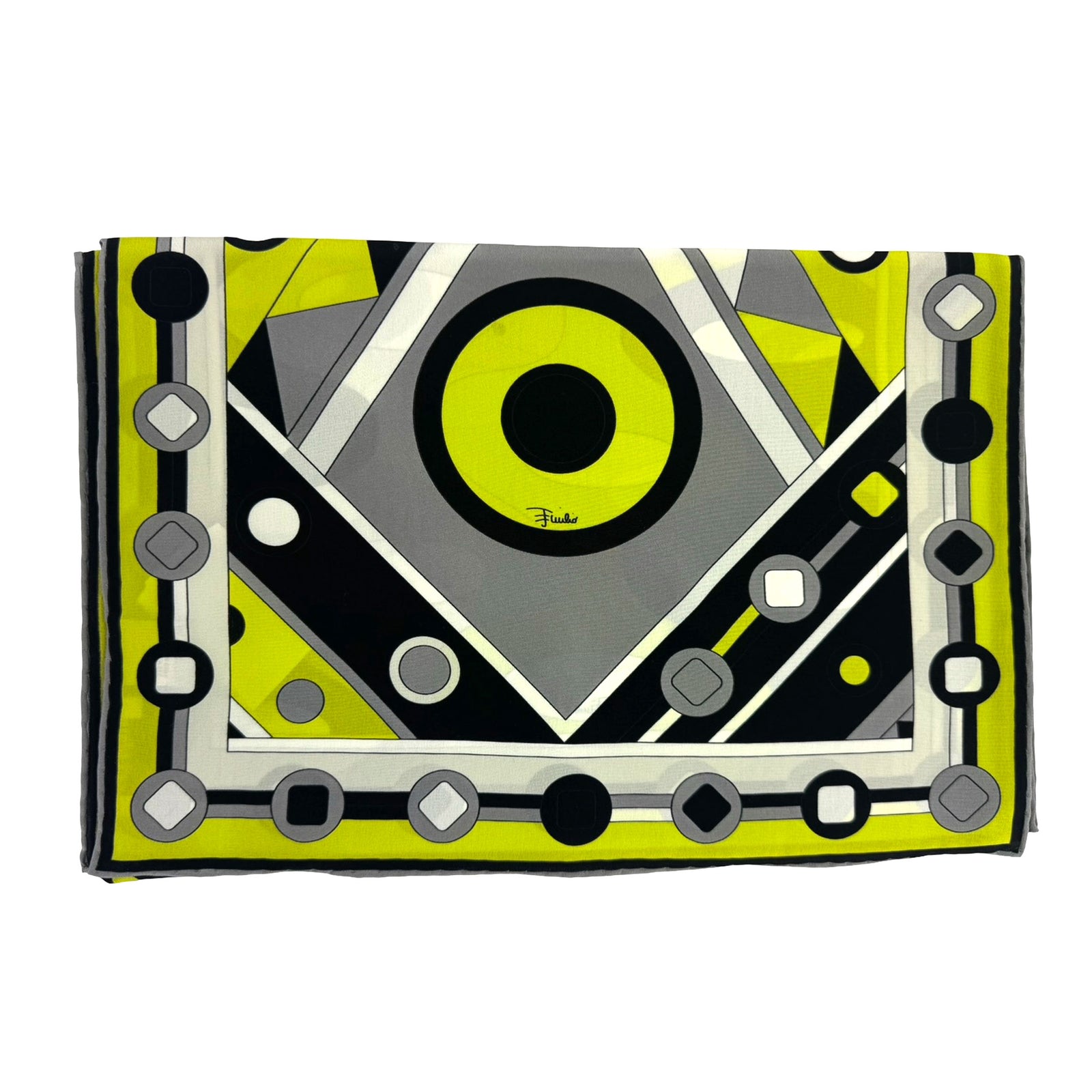 Emilio Pucci Scarf Signature Lime Gray Black - Silk Shawl