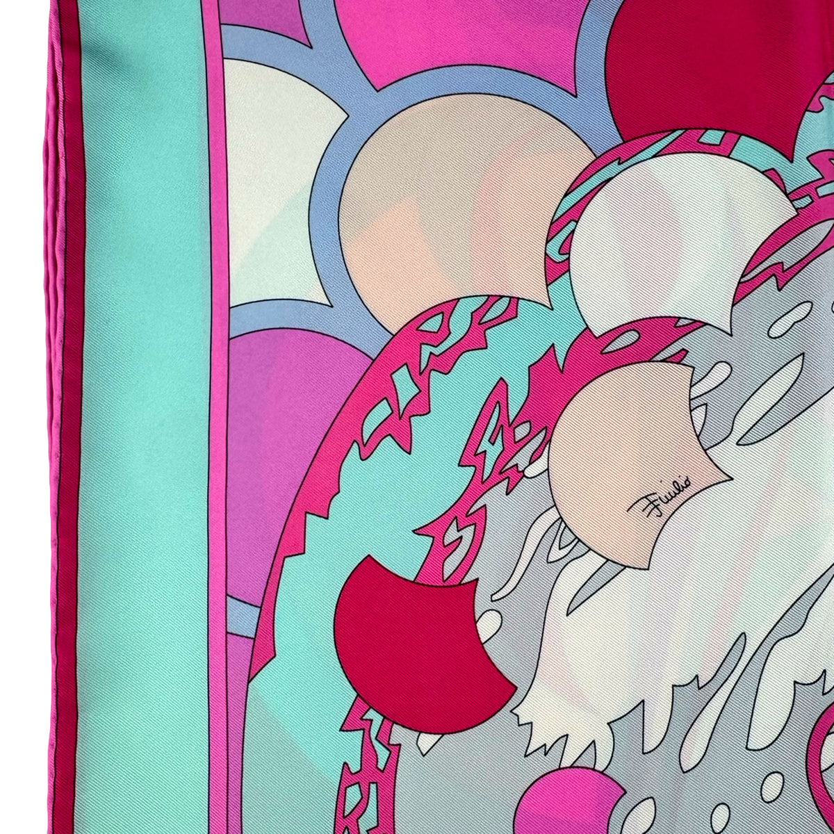 Pucci Square Scarf Pink Sky Blue Design - Guerlain by Emilio Pucci