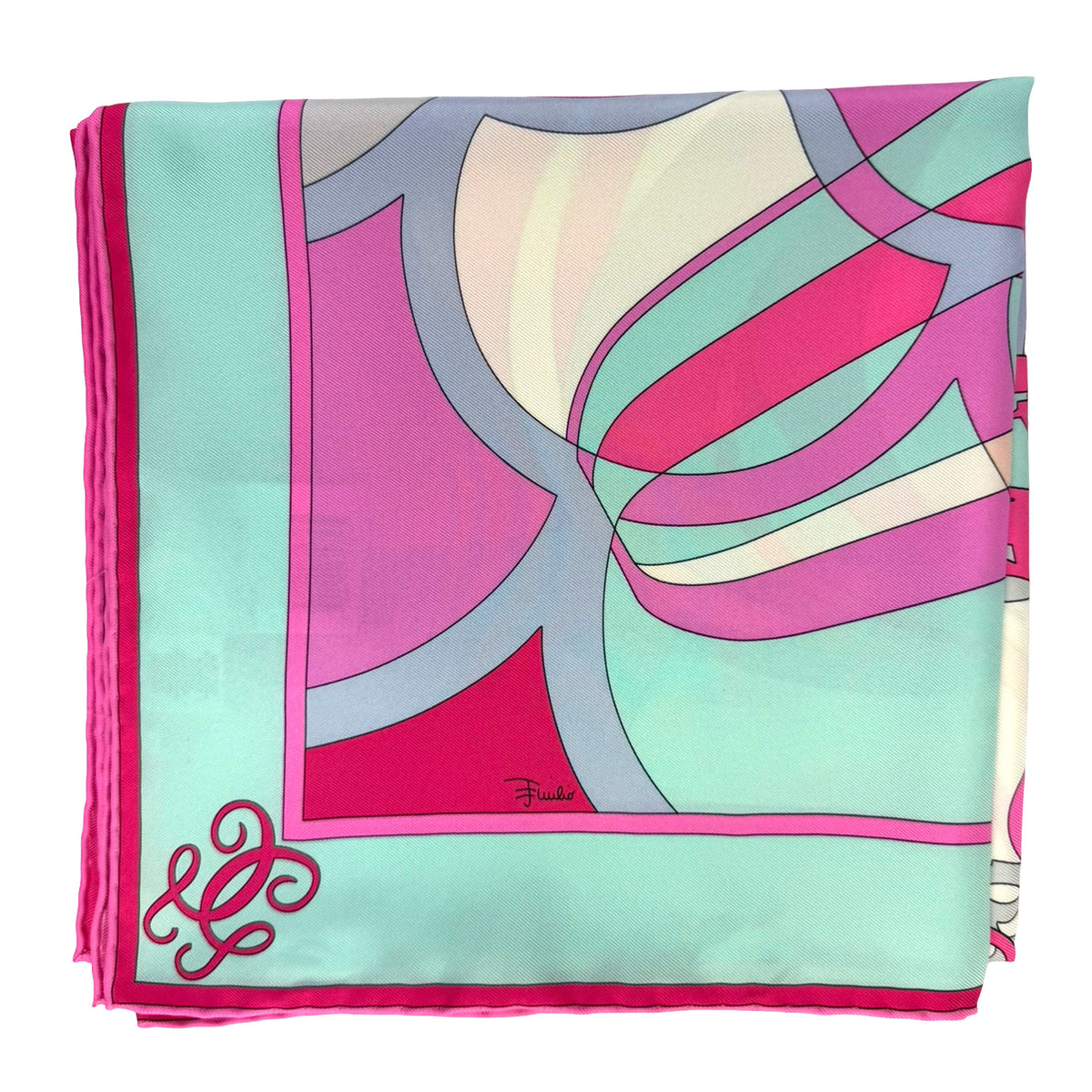 Pucci Square Scarf Pink Sky Blue Design - Pucci for Guerlain