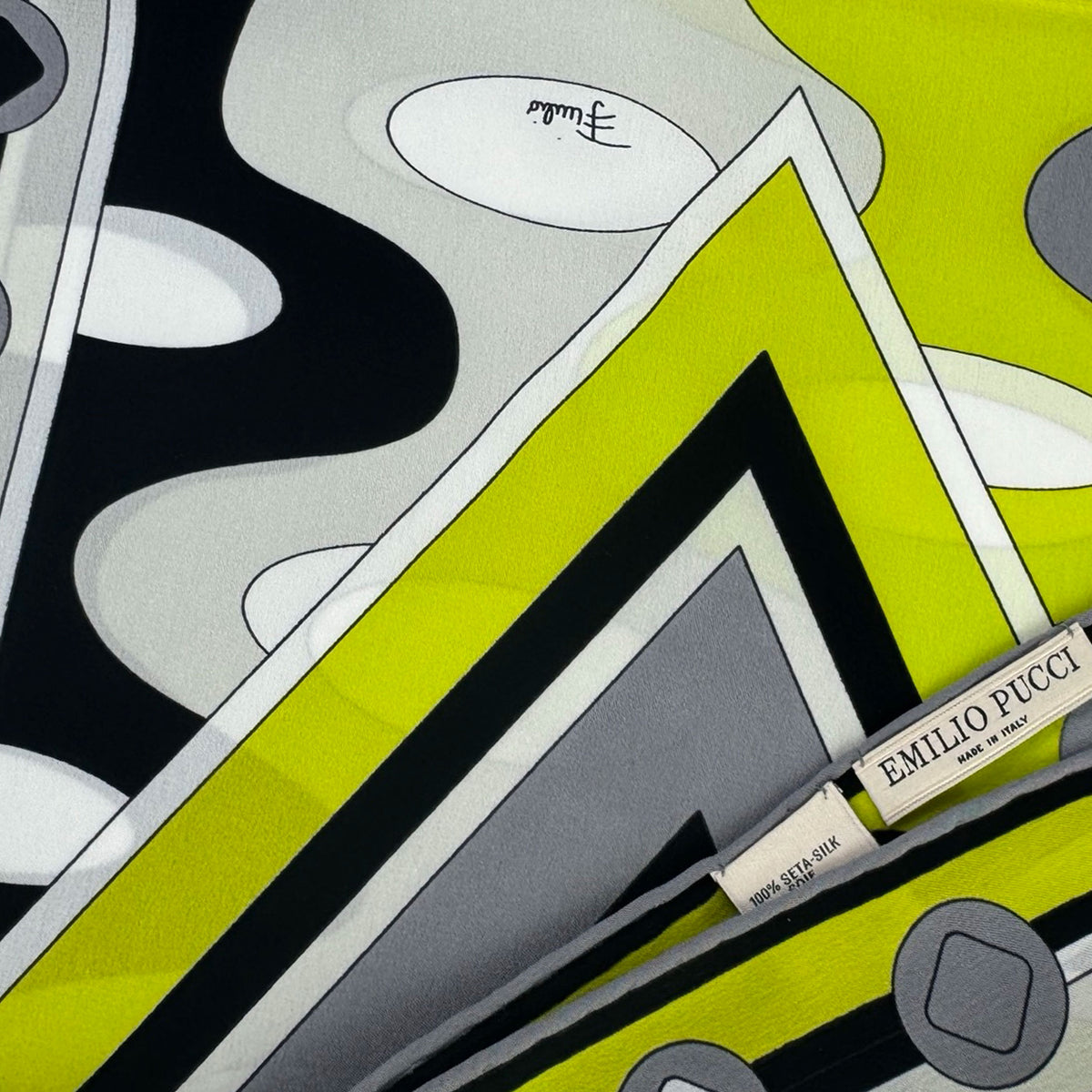 Emilio Pucci Scarf Signature Lime Gray Black - Silk Shawl