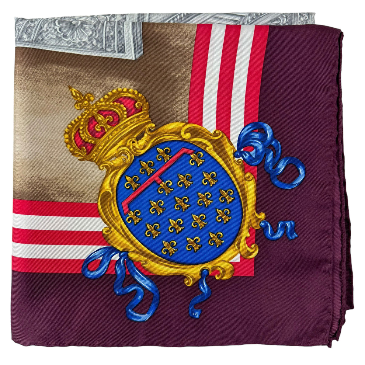 Rubinacci Silk Scarf Maroon Design - Square Foulard - Made In Italy
