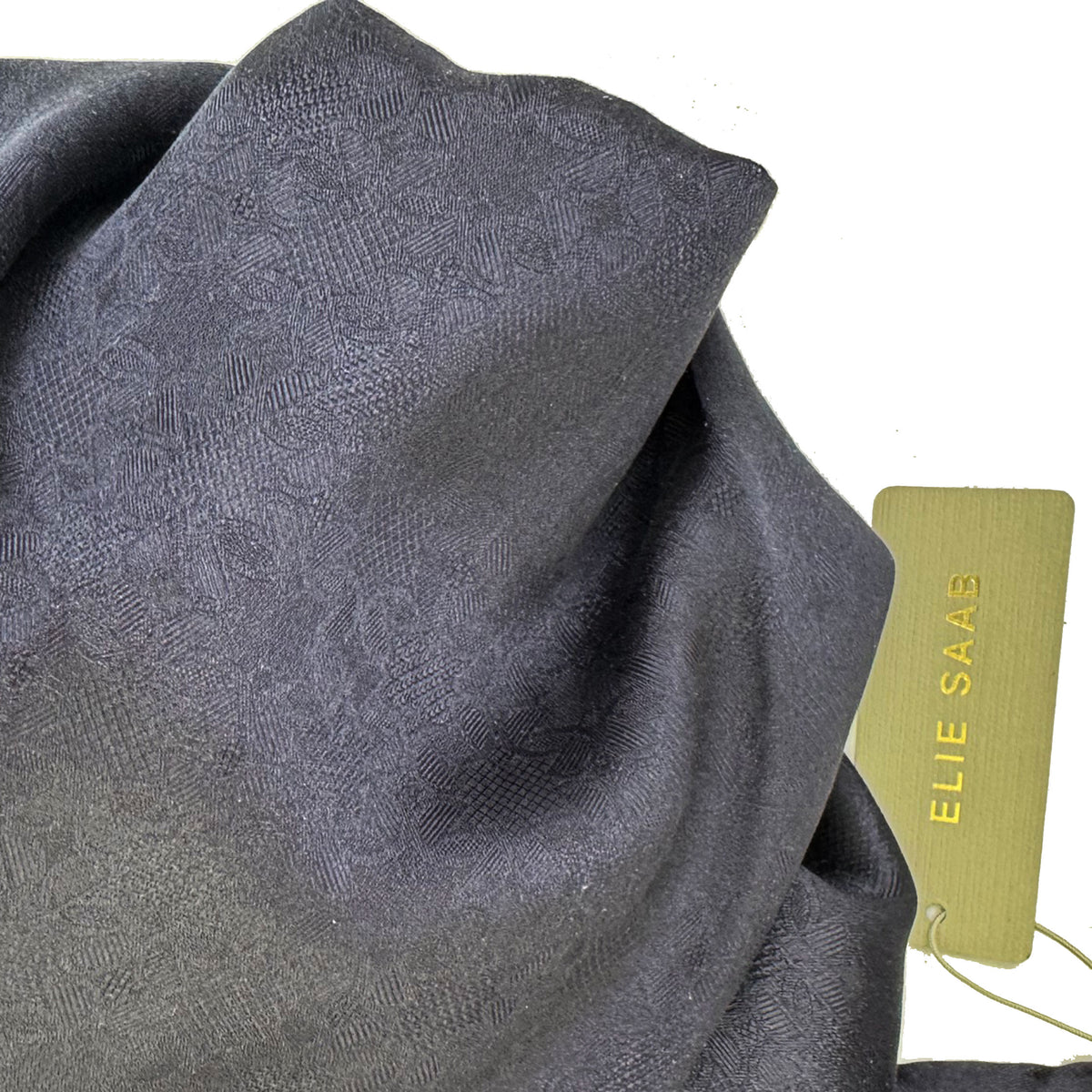 Elie Saab Scarf Midnight Blue Tonal Pattern - Twill Silk Shawl SALE