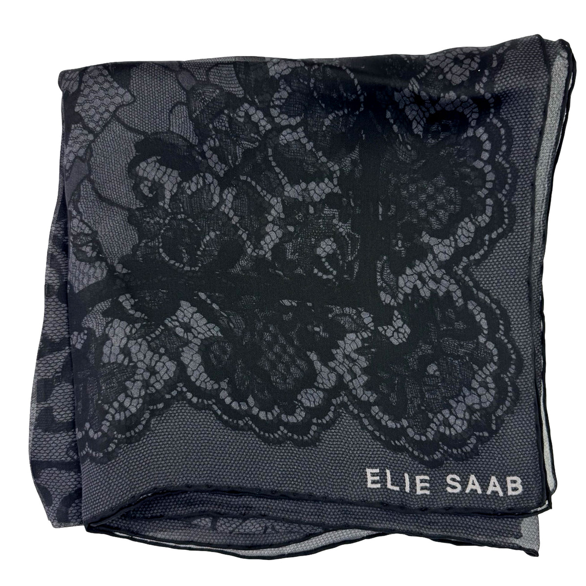 Elie Saab Scarf Black Pattern - Lightweight Silk Shawl Sale