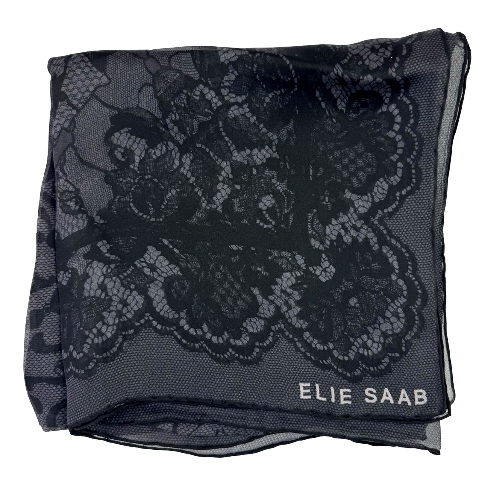 Elie Saab Scarf Black Pattern - Lightweight Silk Shawl Sale