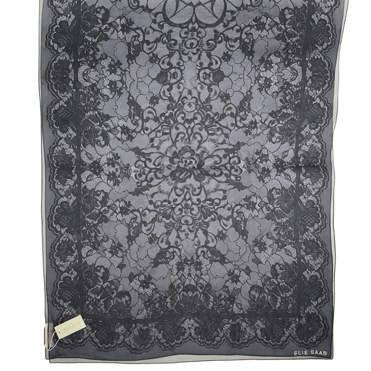 Elie Saab Scarf Black Pattern - Lightweight Silk Shawl
