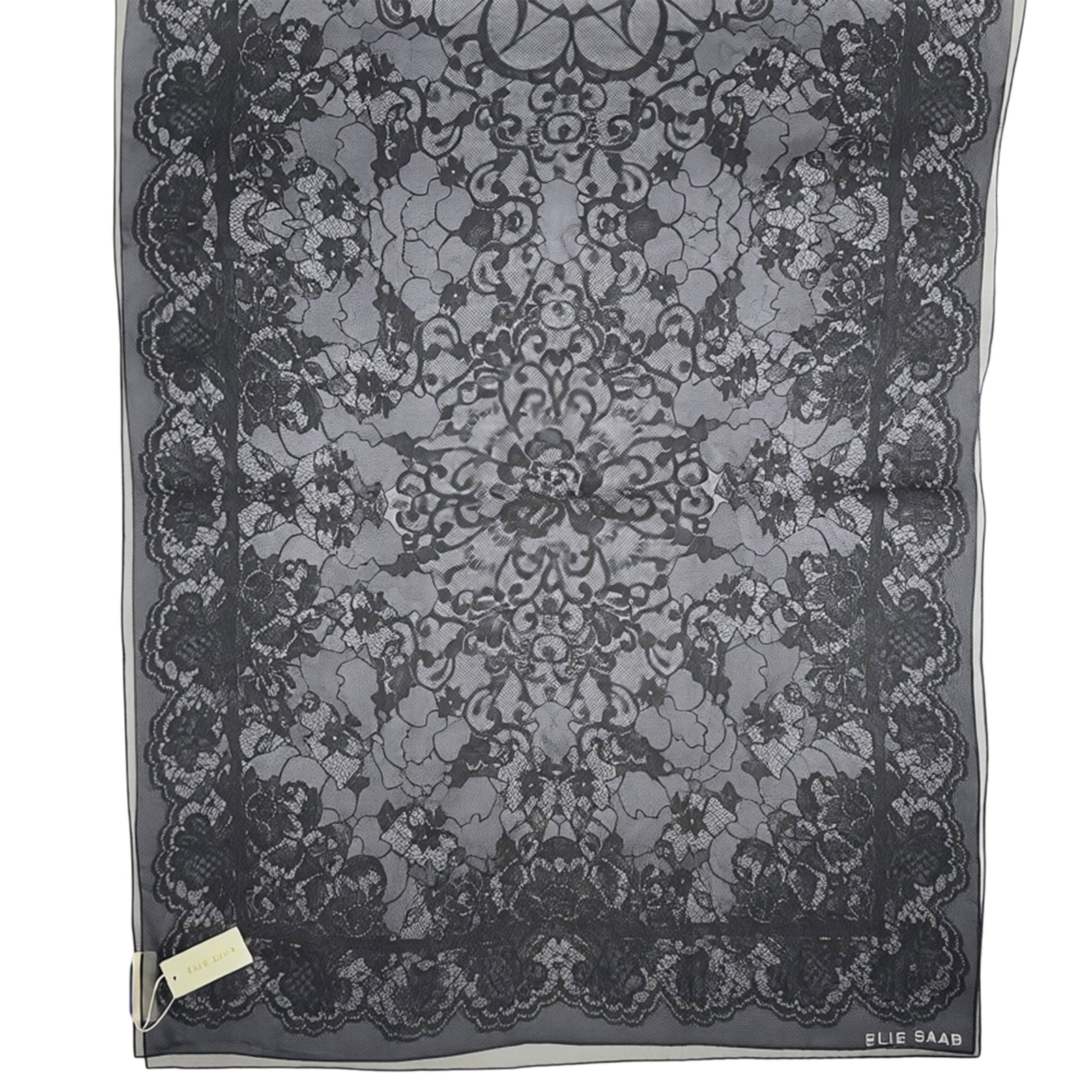 Elie Saab Scarf Black Pattern - Lightweight Silk Shawl Sale