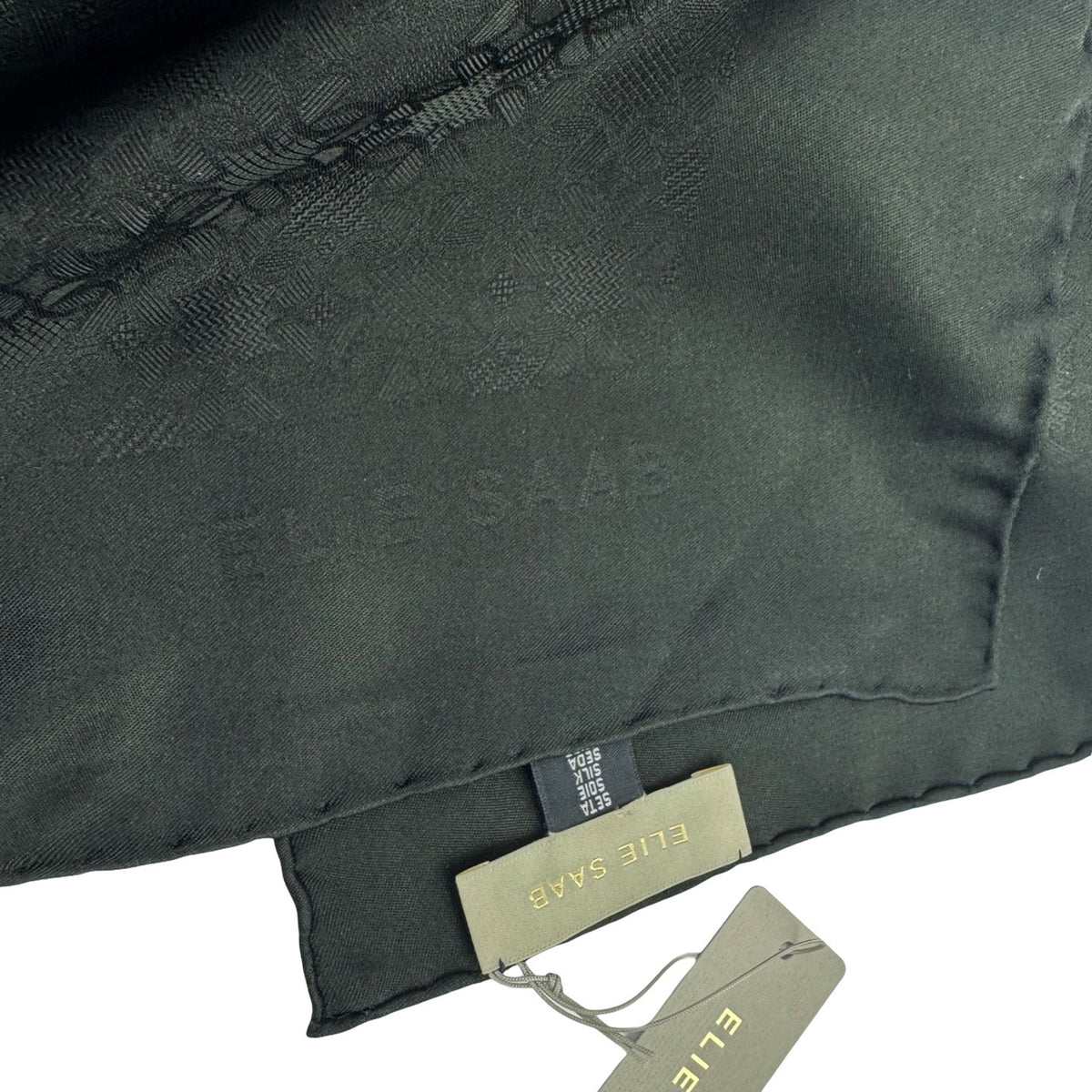 Elie Saab Scarf Black Tonal Pattern - Twill silk Square Foulard