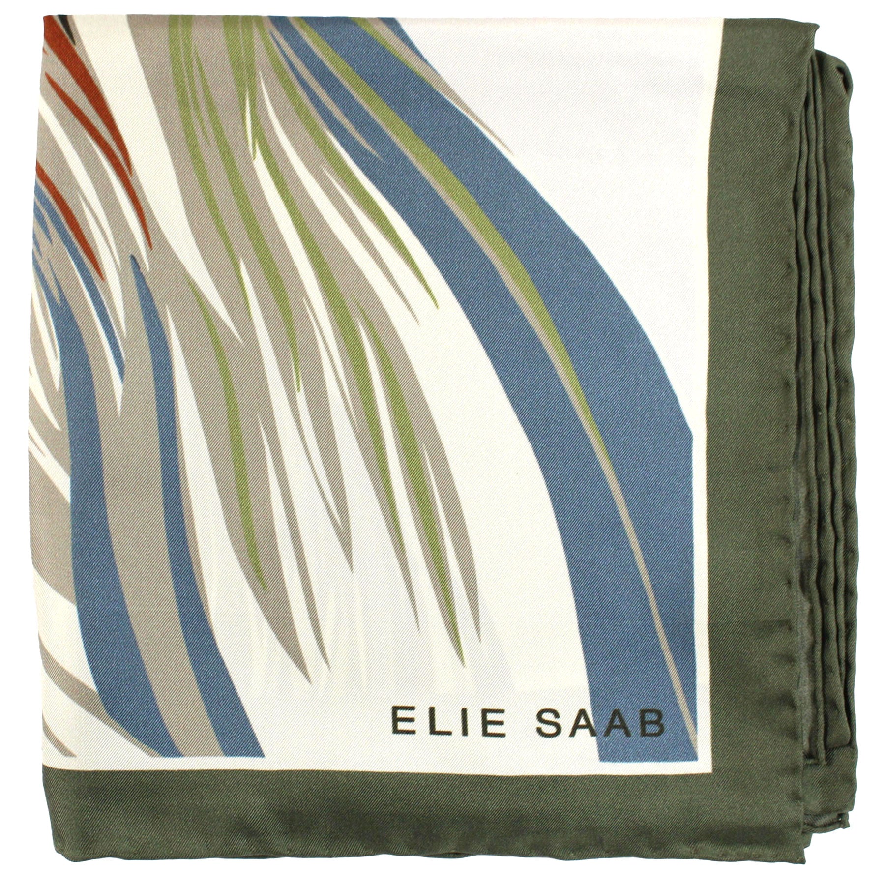 Elie Saab Silk Scarf Forest Green Floral - 36 Inch Square Twill Silk Foulard