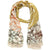 Elie Saab Scarf Gray Orange Beige Floral Design - Chiffon Silk Wool Shawl