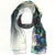 Elie Saab Scarf Gray Turquoise Blue Floral Design - Chiffon Silk Shawl