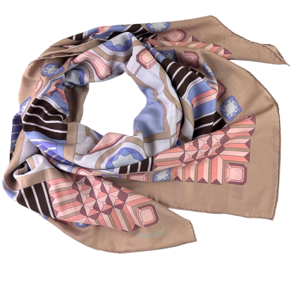 Tiffany &amp; Co Scarf Facets Lilac - Extra Large Square Cashmere Silk Shawl