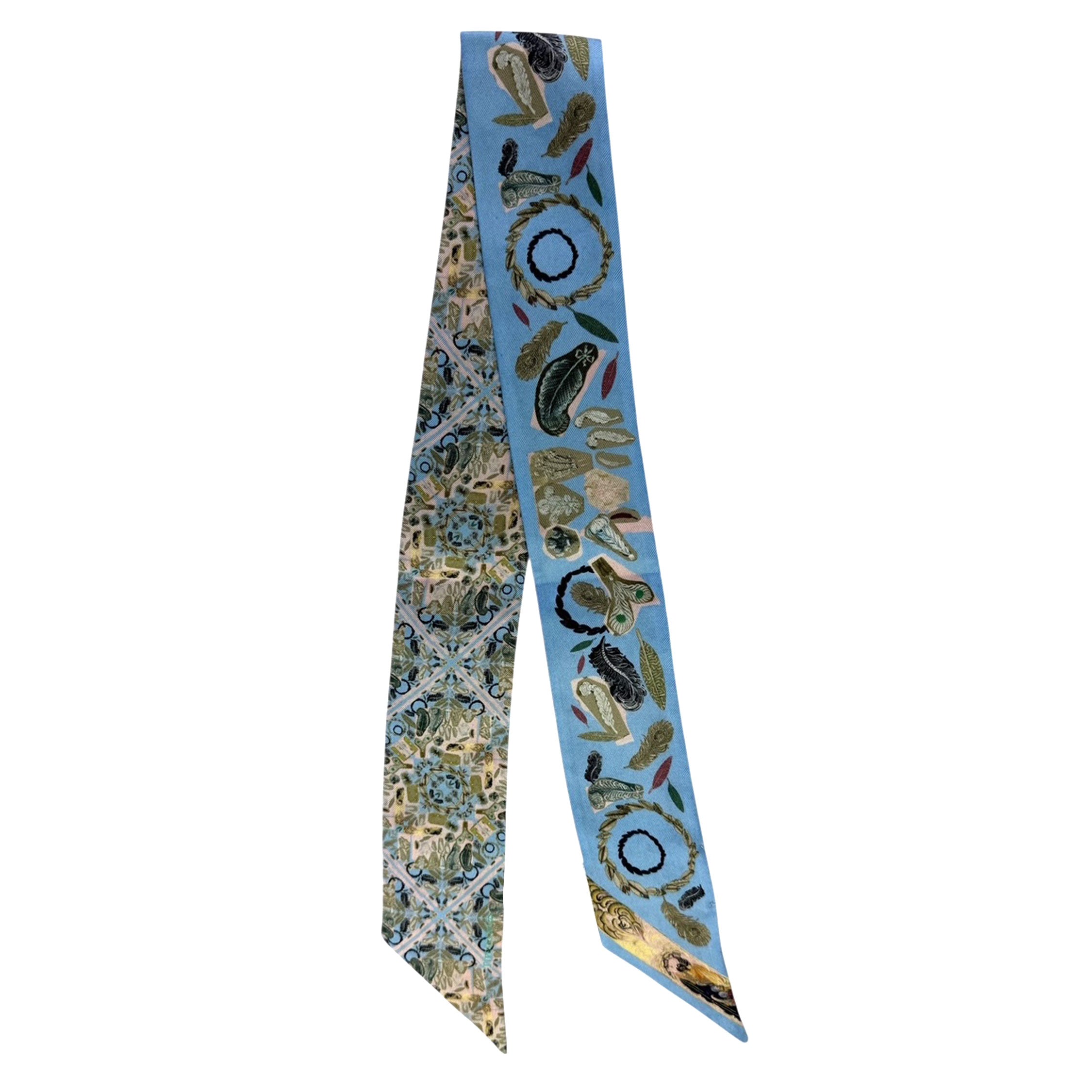 Tiffany & Co Feather Ribbon Scarf Blue Tiffany Jardin - Small