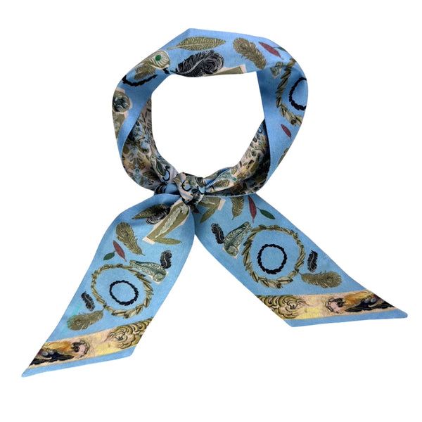 Tiffany&Co ルーキー ティファニーブルー 鍵絵柄 ツイルスカーフ Tiffany & Co Feather Ribbon Scarf Blue Tiffany Jardin - Small