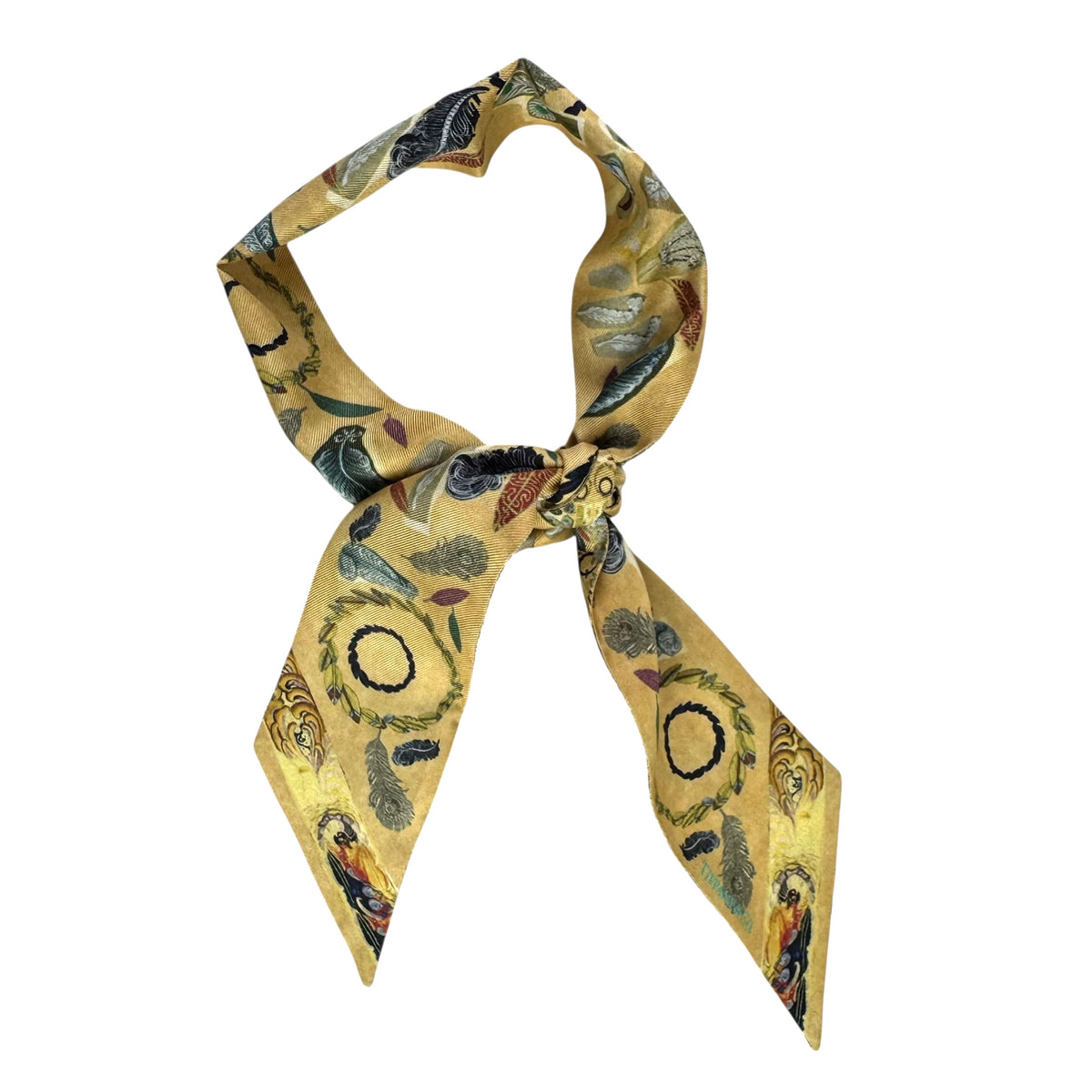 Tiffany &amp; Co Feather Ribbon Scarf Camel Brown 