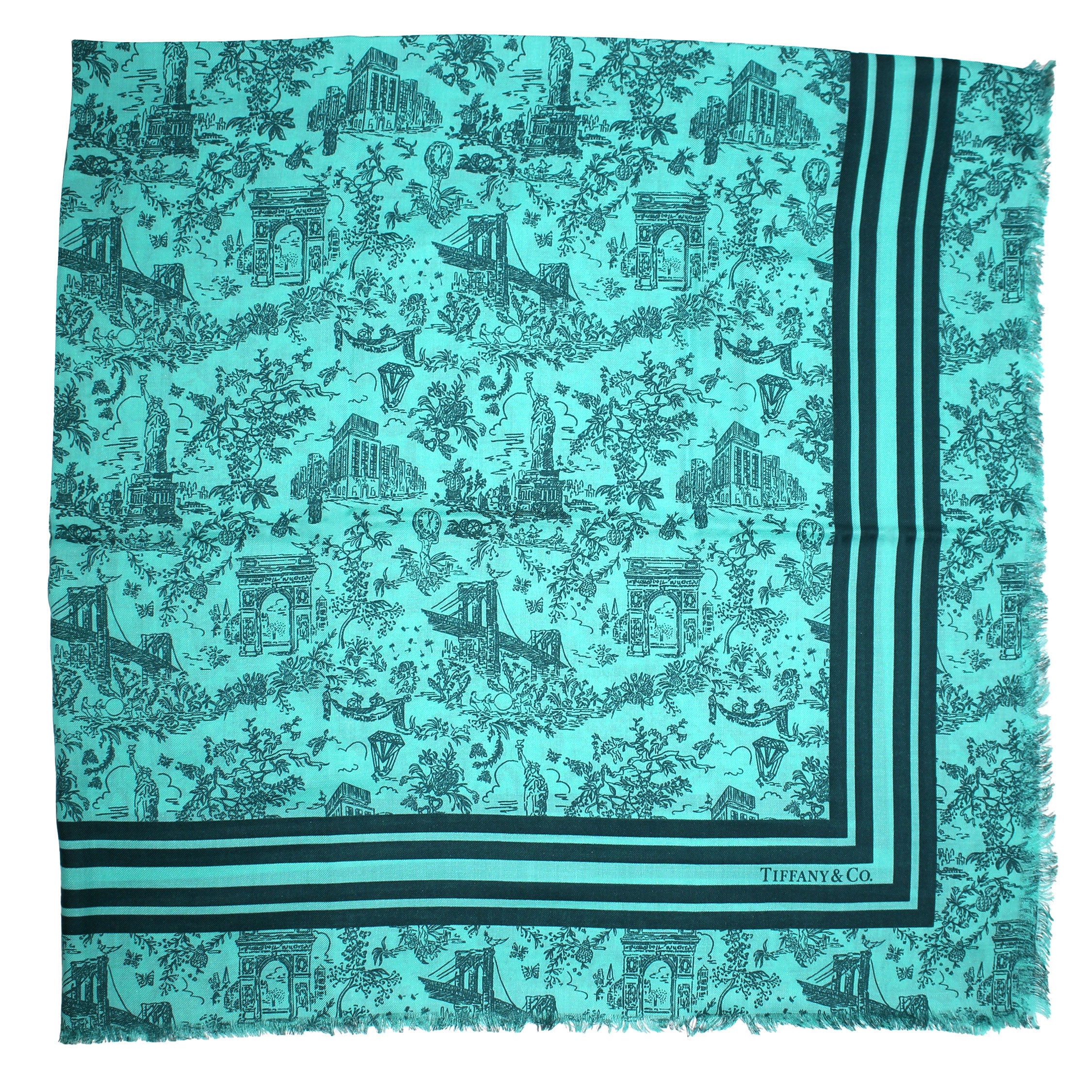 Tiffany & Co Scarf Tiffany Blue City Design - Extra Large Square Cashm ...