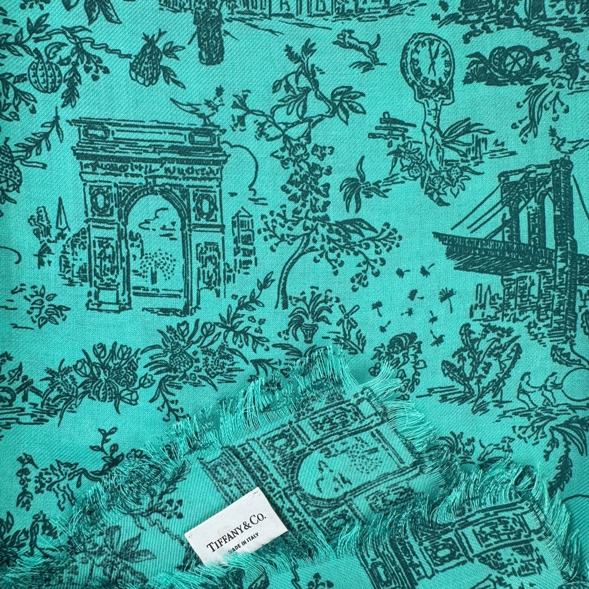 Tiffany & Co Scarf Tiffany Blue City Design - Extra Large Square Cashm ...