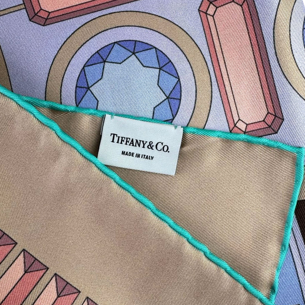 Tiffany &amp; Co Scarf Lilac Tiffany Facets Design - Twill Silk Square Foulard