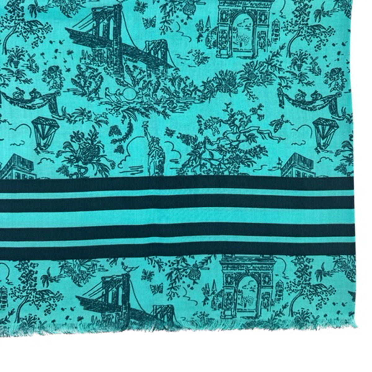 Tiffany &amp; Co Scarf Tiffany Blue City Design - Extra Large Square Cashmere Silk Shawl