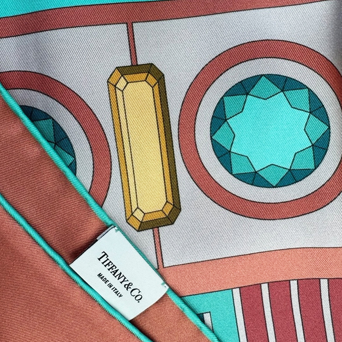 Tiffany &amp; Co Scarf Tiffany Facets Design - Twill Silk Square Foulard