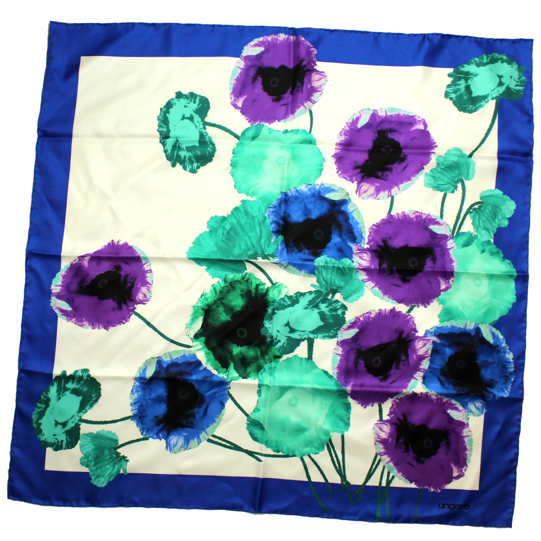 Ungaro Scarf Royal Blue Green Purple Floral
