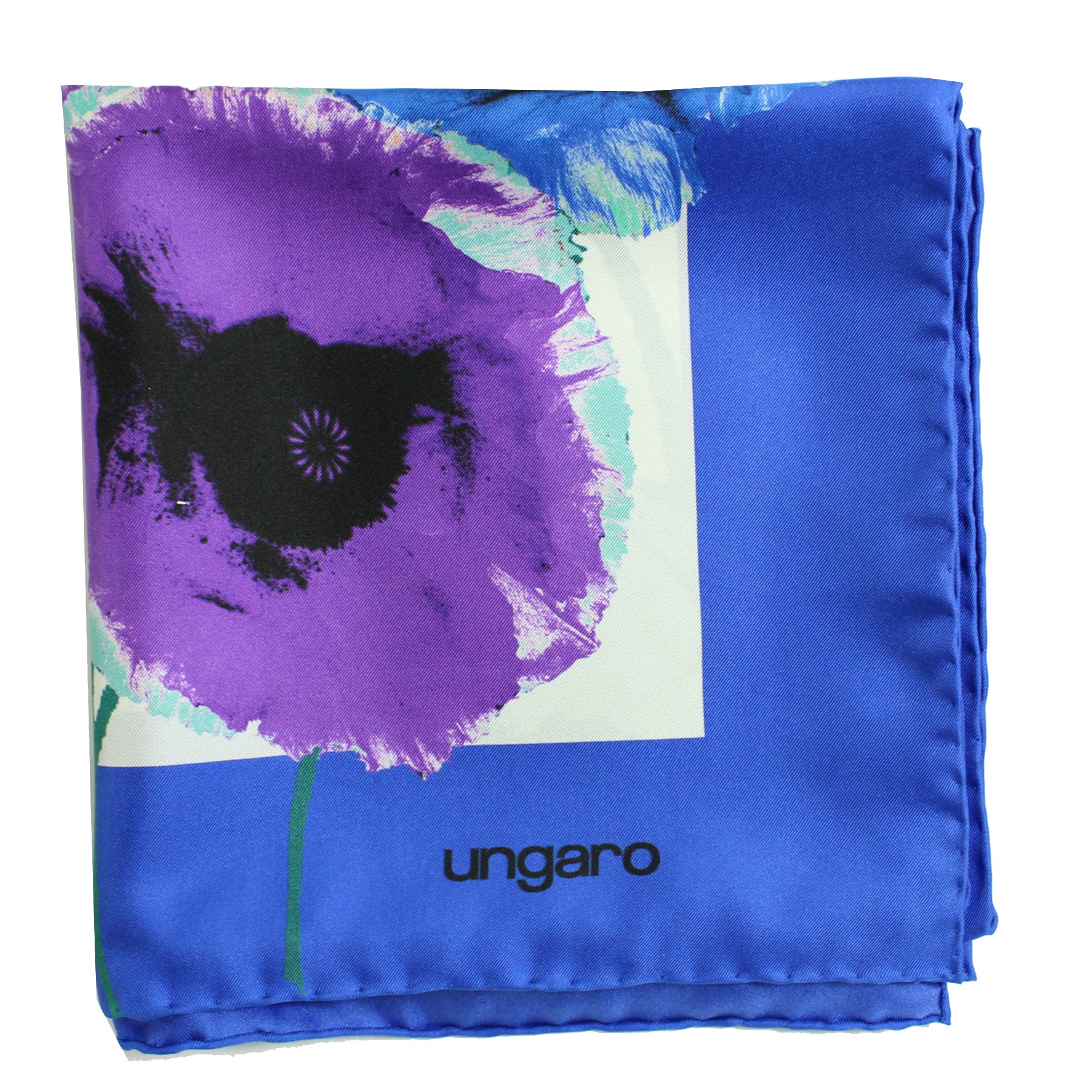 Ungaro Scarf Royal Blue Green Purple Floral