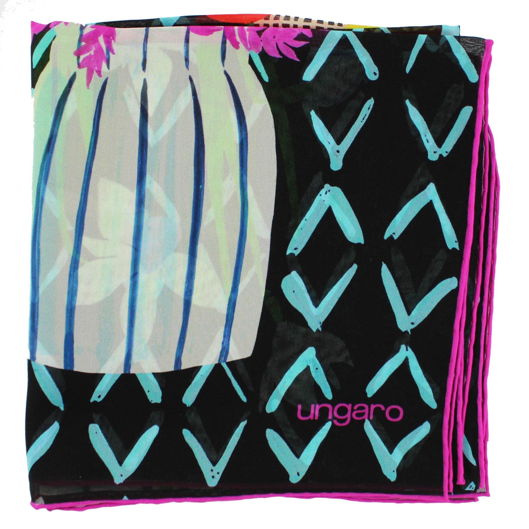  Chiffon Silk Square Foulard UNGARO