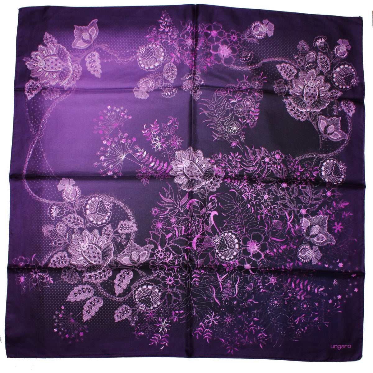 Ungaro Scarf Purple Design Silk Square Foulard