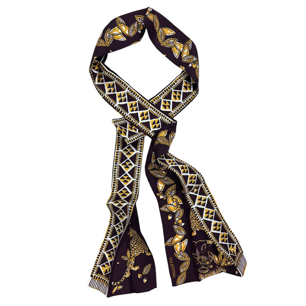 VALENTINO シルク スカーフ Valentino Scarf Signature Dark Purple Olive Design - Como Milano