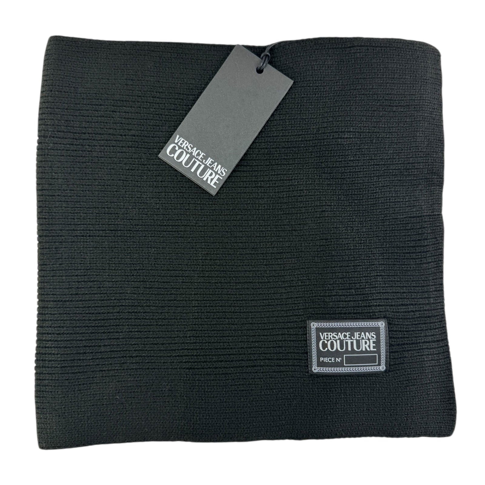 Versace Scarf Black With Logo Tag - Versace Jeans Couture
