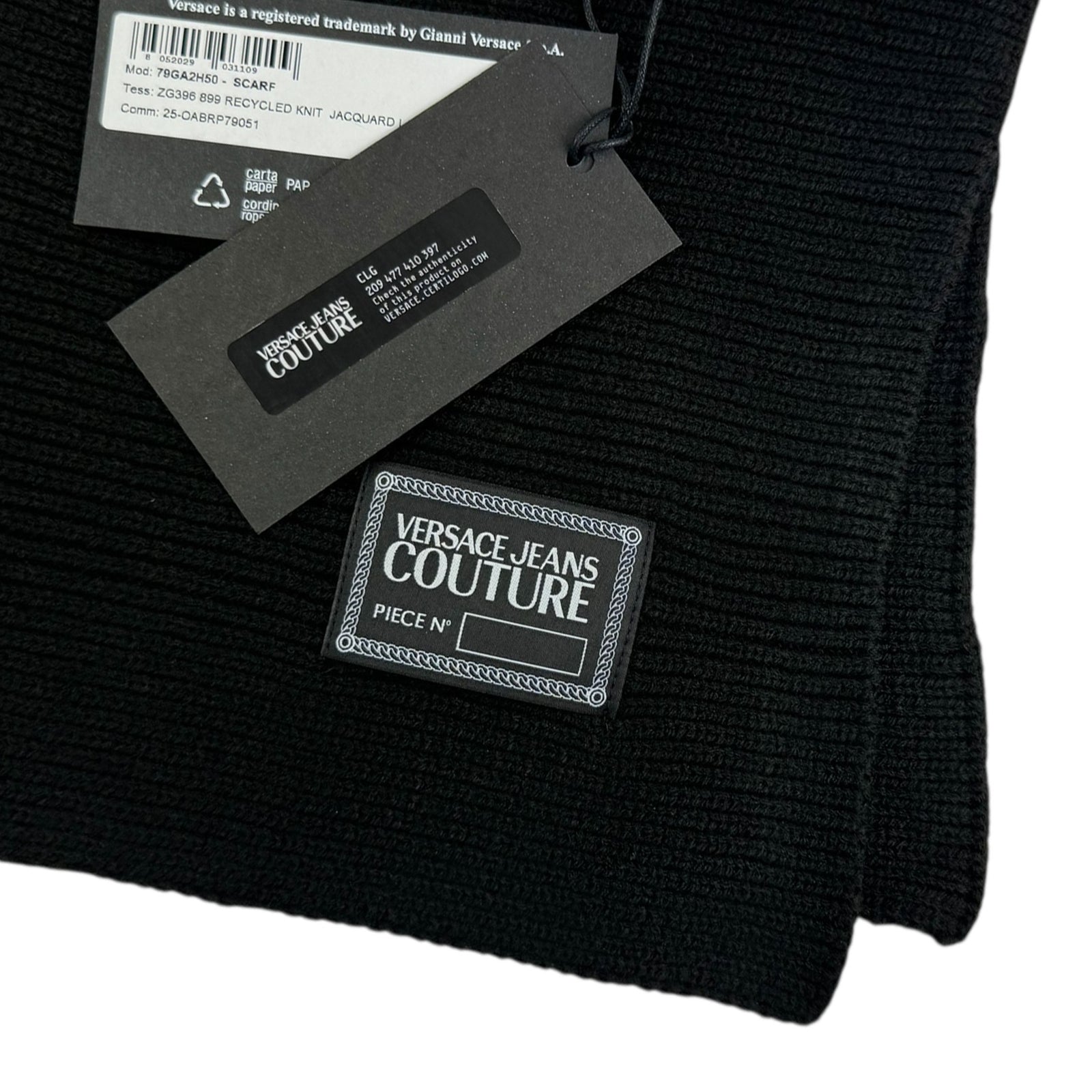 Versace Scarf Black With Logo Tag - Versace Jeans Couture