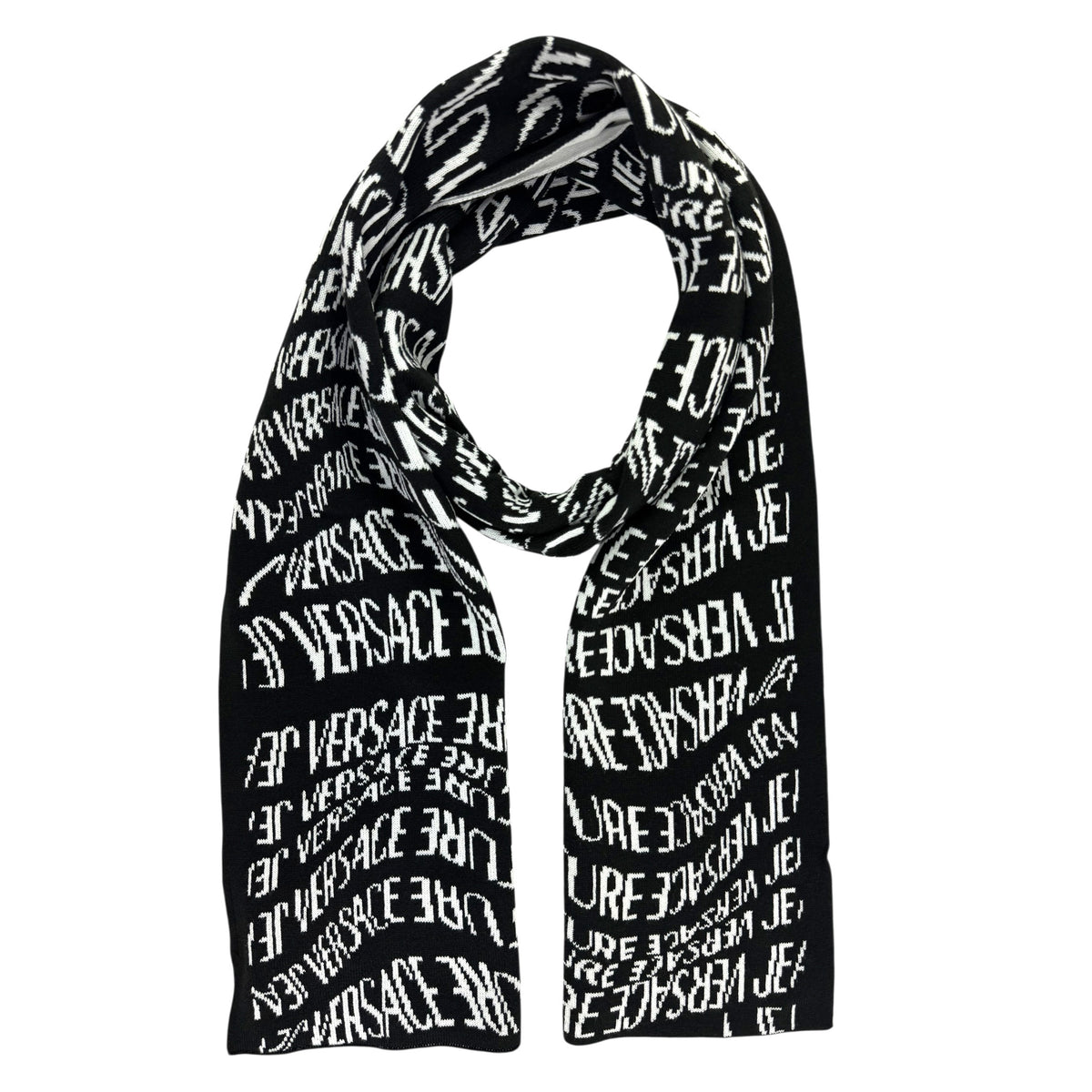 Versace Scarf Black White Liquify Logomania - Versace Jeans Couture Versace
