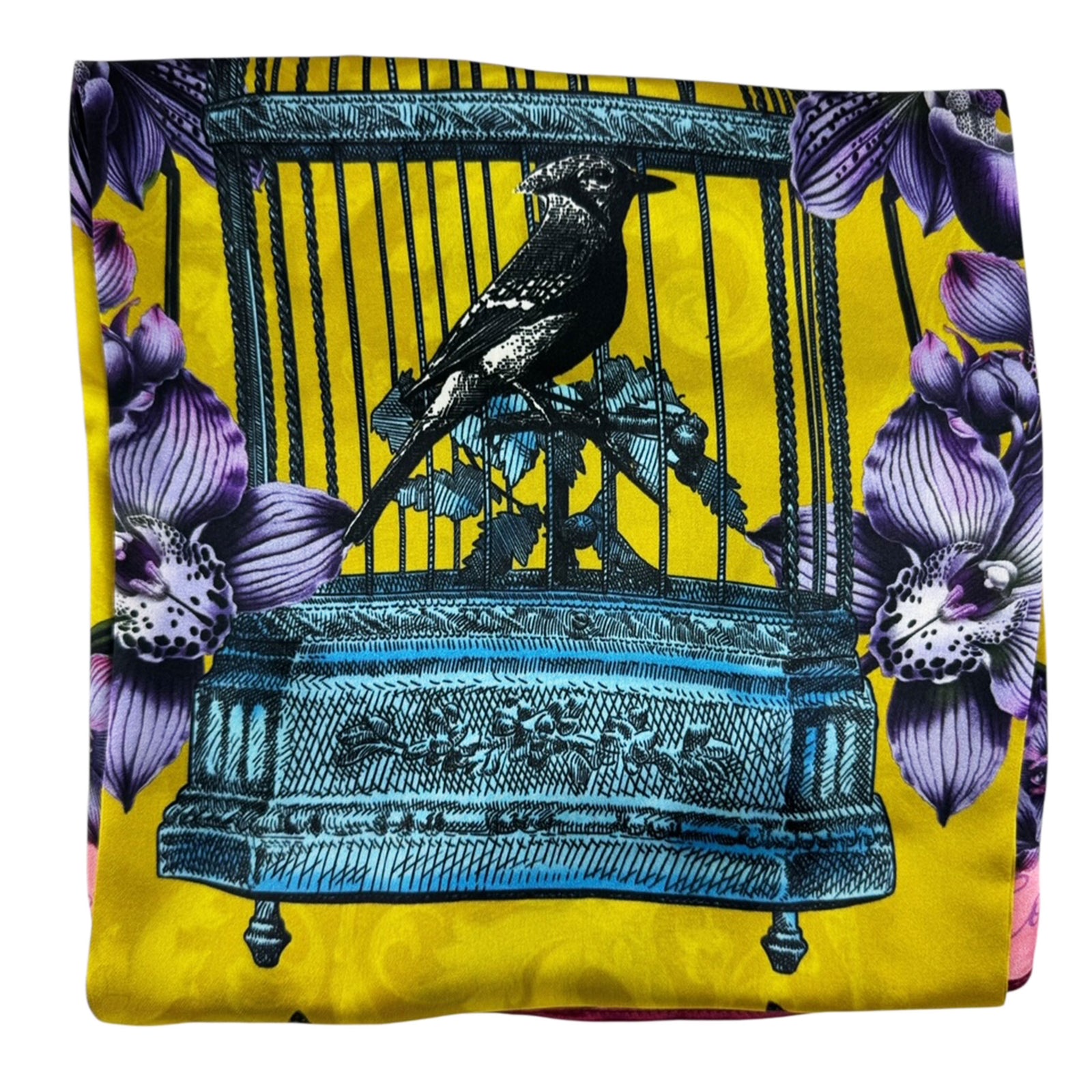 Versace Scarf - Versace Jeans Couture Square Silk Foulard Bird Cage