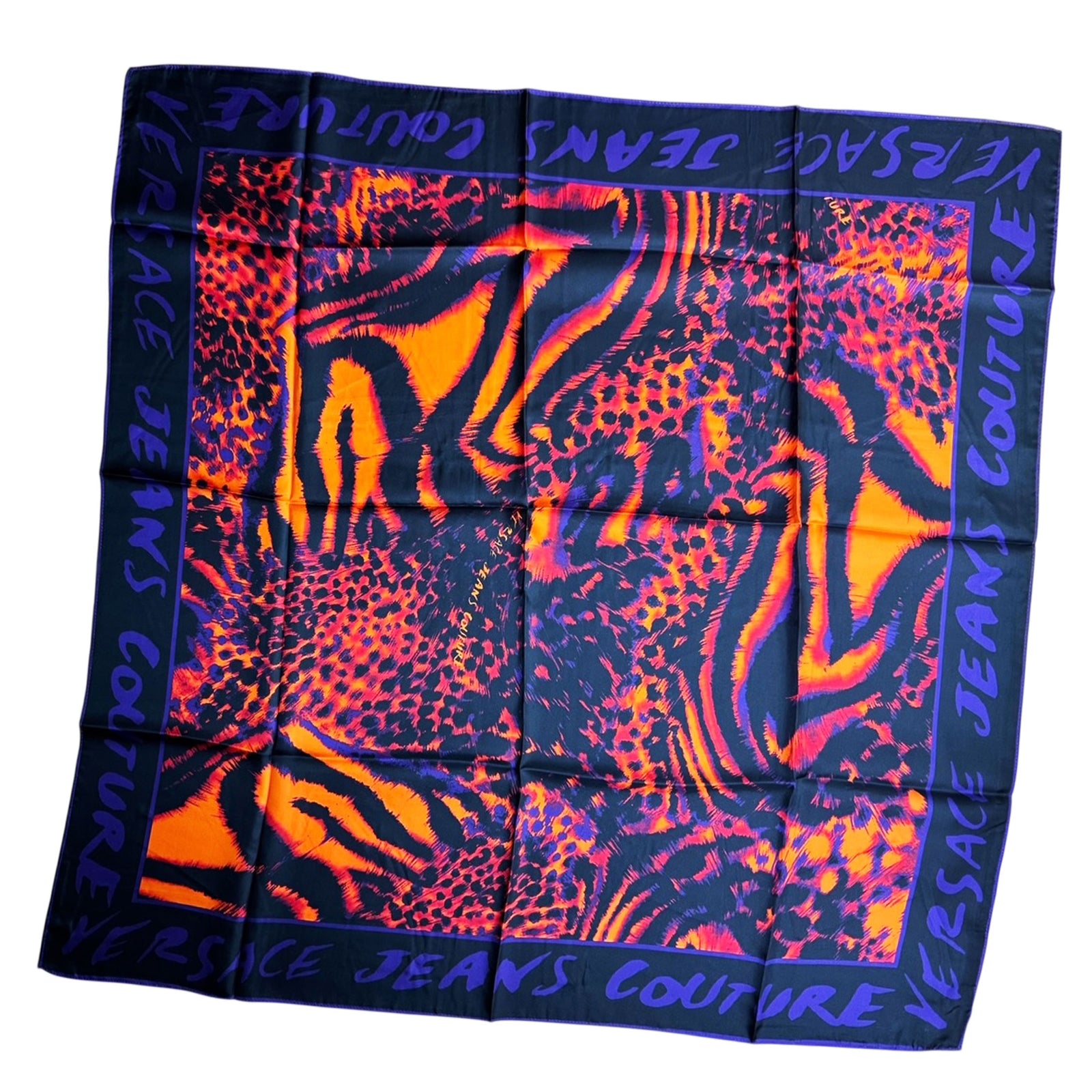 Versace Silk Square Scarf Fire Red 