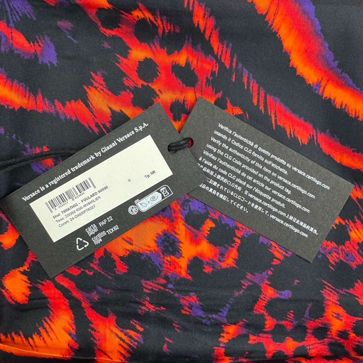 Versace Silk Square Scarf Fire Red Animalier Design - Versace Jeans Couture - Square Foulard