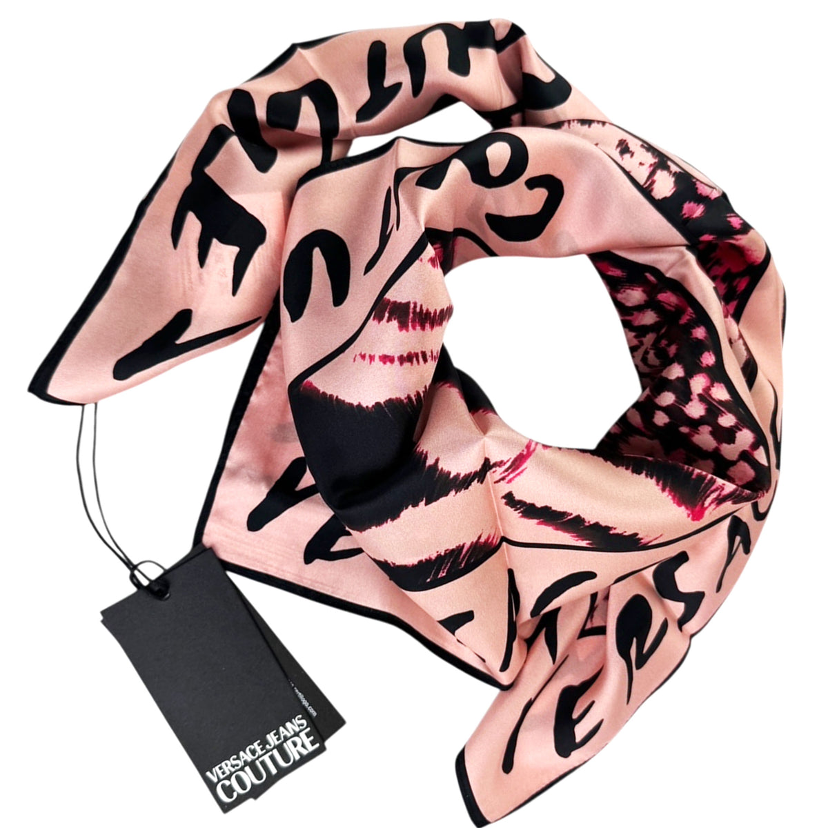 Versace Silk Square Scarf Pink Design - Versace Jeans Couture