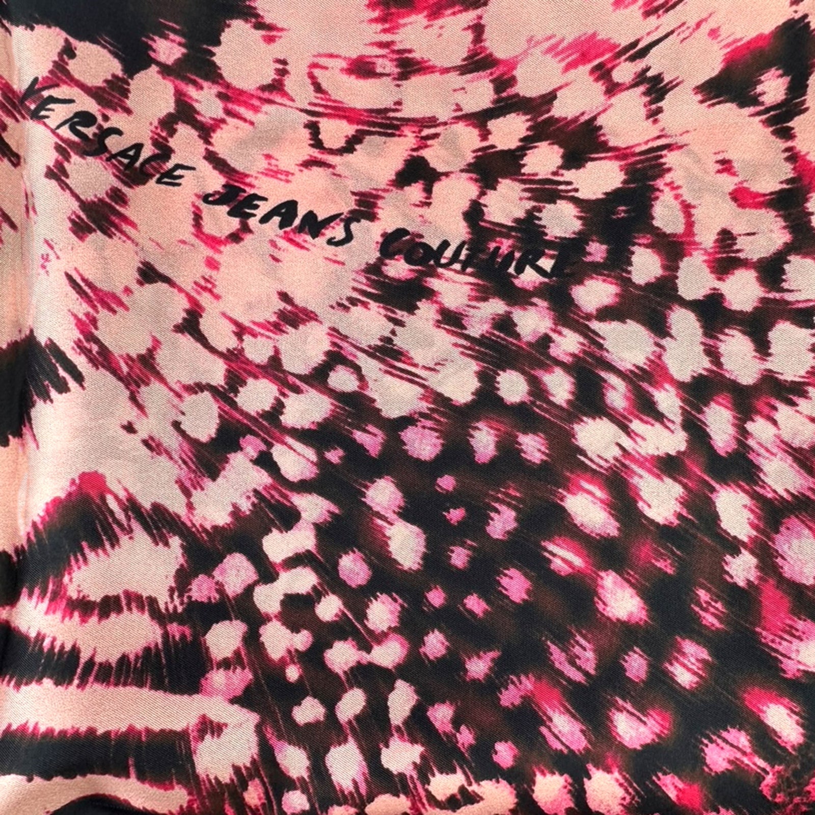 Versace Silk Square Scarf Pink Animalier Design - Versace Jeans Couture - New 2025 Collection