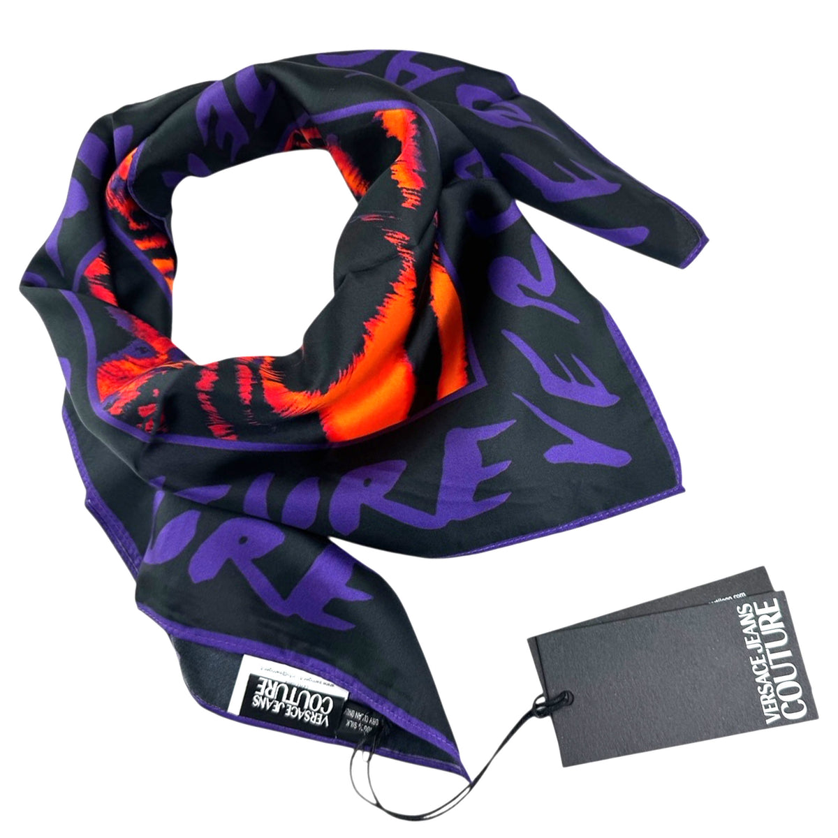 Versace Silk Square Scarf Fire Red Animalier Design - Versace Jeans Couture - Square Foulard