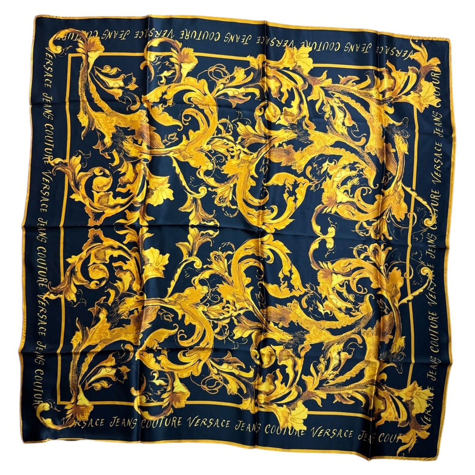 Versace Scarf Black Gold Porcelain Baroque