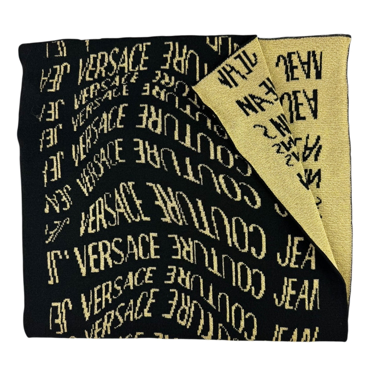 Versace Scarf Black Gold Liquify Logomania 