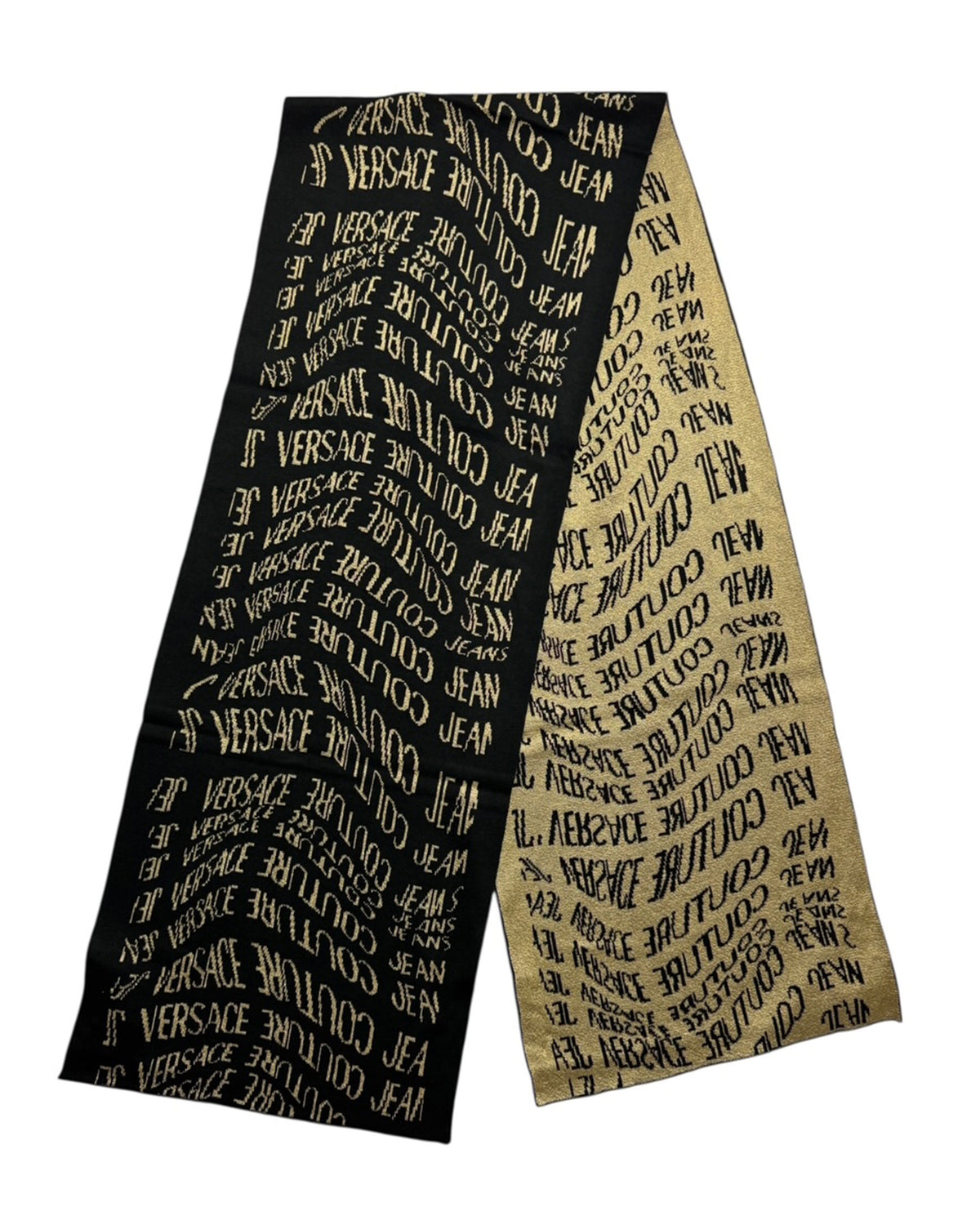 Versace Scarf Black Gold Liquify Logomania - Versace Jeans Couture