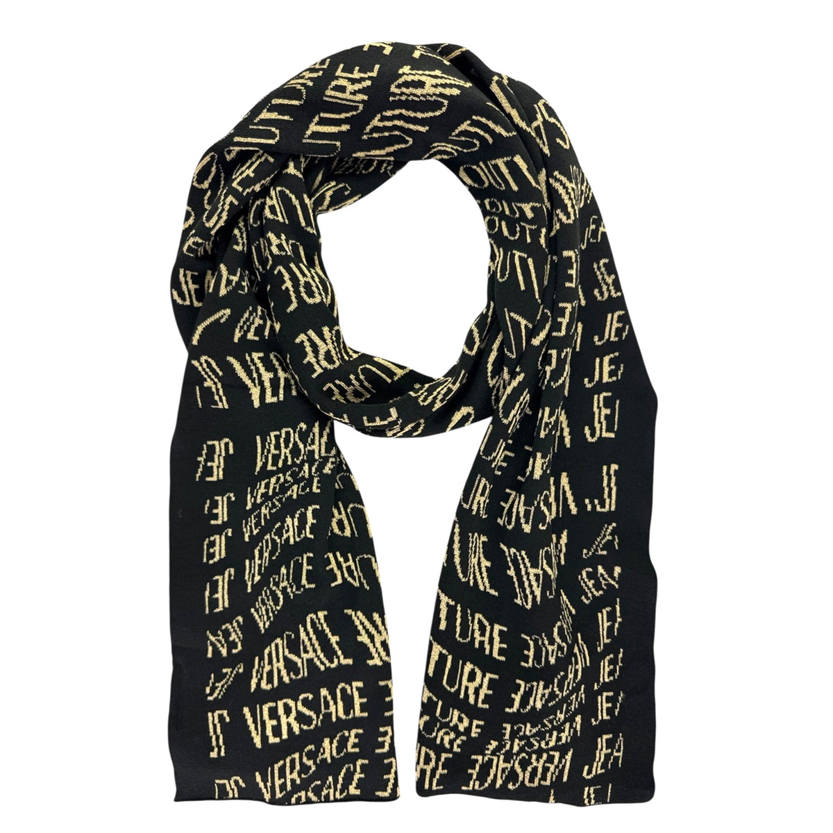 Versace Scarf Black Gold Liquify Logomania - Versace Jeans Couture