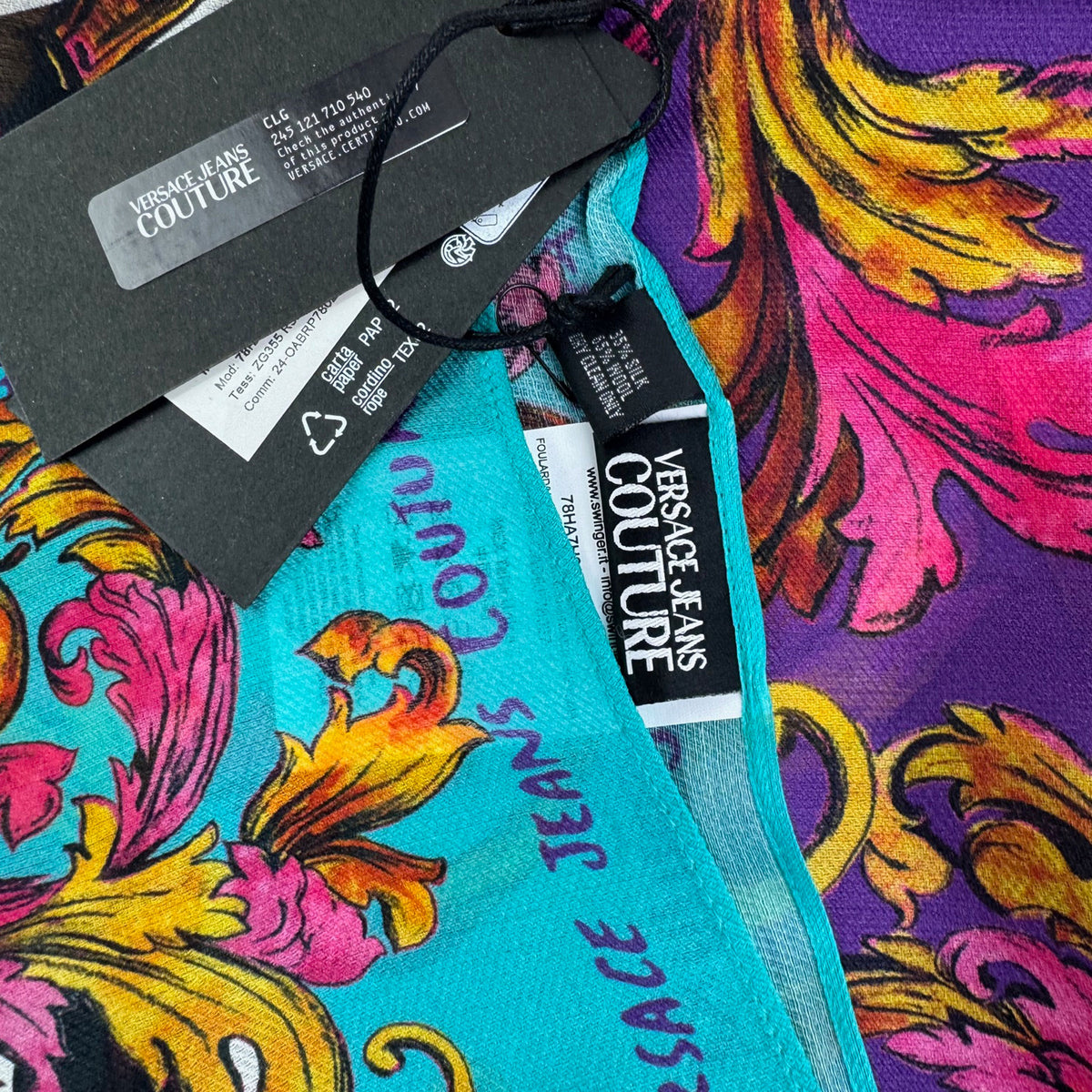 Versace Scarf Aqua Barocco &amp; Zebra 