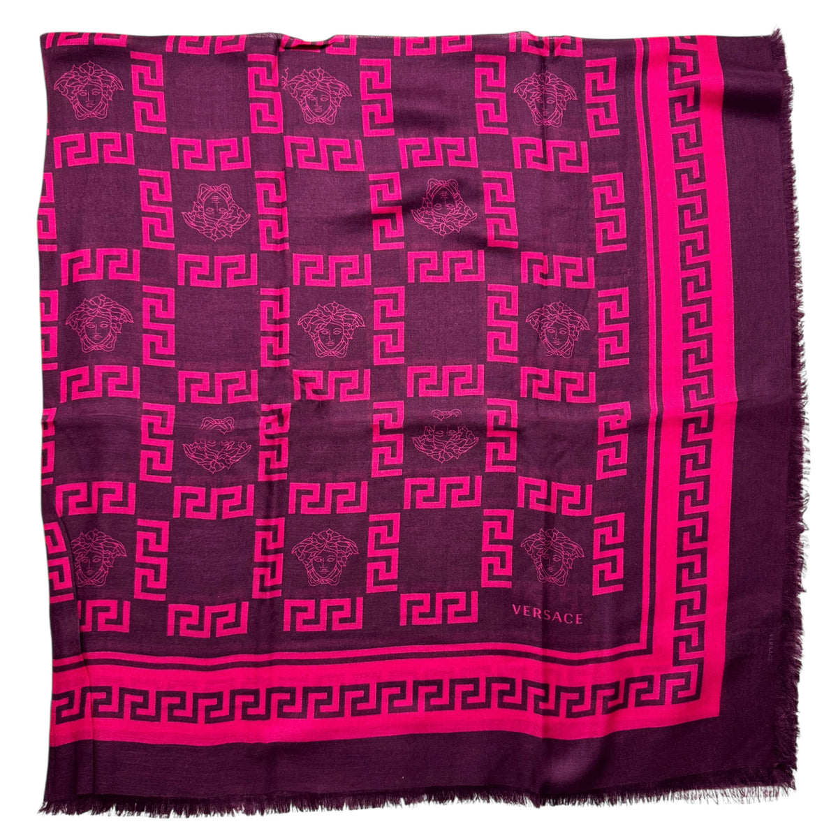 Versace Scarf Purple Pink Greek Knit &amp; Medusa